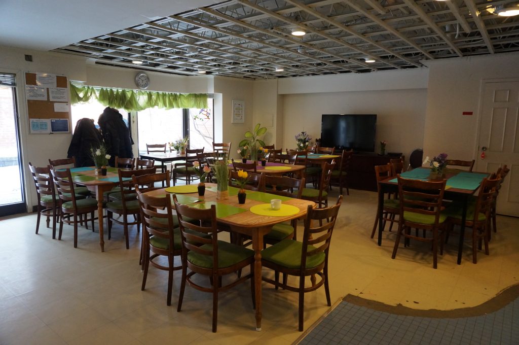 Tables and chairs in Renascent Treatment Centre dining room.
