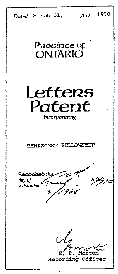 Province of Ontario Letters of Patent