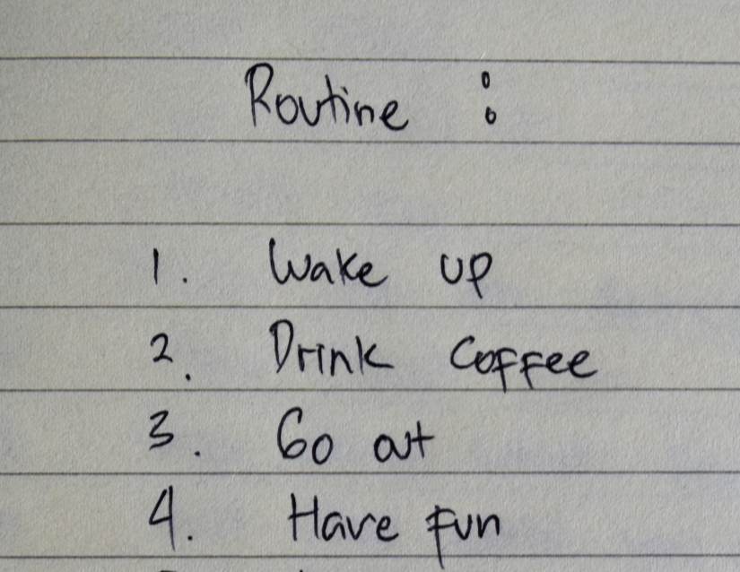 Paper with four step written routine