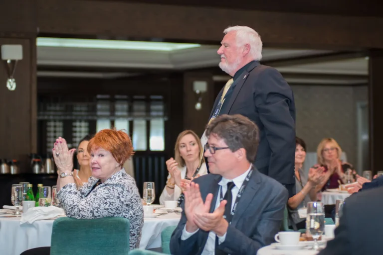 Dennis James receiving the Ed & Bobby Yielding Award at the 2017 Guardian Angel Luncheon.
